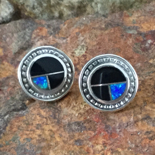 David Rosales Black Beauty Inlaid Sterling Silver Earrings