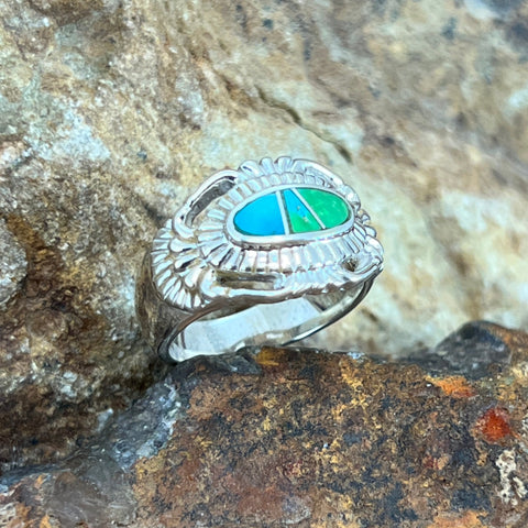 David Rosales Sonoran Gold Turquoise Sterling Silver Ring Size 6.5