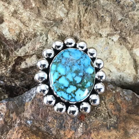 Kingman Turquoise Sterling Silver Ring by Artie Yellowhorse Size 7