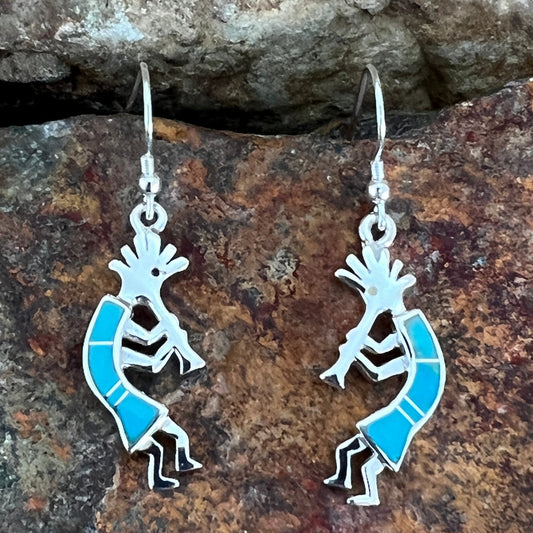 David Rosales Arizona Blue Sterling Silver Earrings Kokopelli