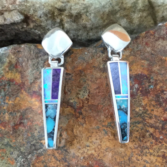 David Rosales Shalako Inlaid Sterling Silver Earrings