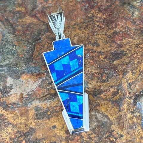 David Rosales Blue Sky Fancy Inlaid Sterling Silver Pendant