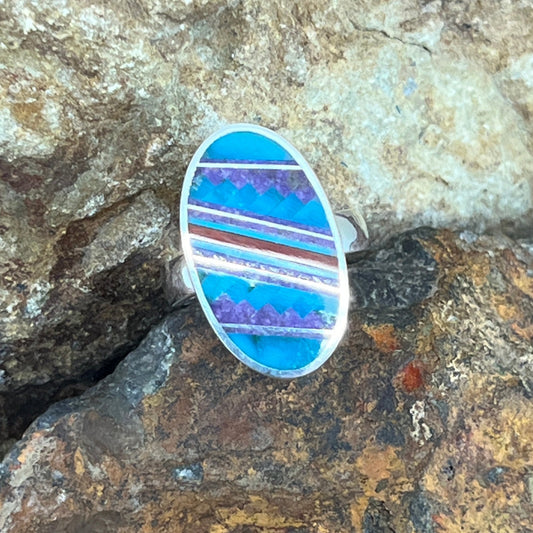 NEW David Rosales Summer Sunset Inlaid Sterling Silver Ri