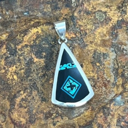 David Rosales Shadow Peak Inlaid Sterling Silver Pendant