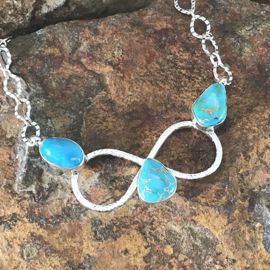 Lone Mountain Turquoise Sterling Silver Necklace w/ Chain by Billy Jaramillo