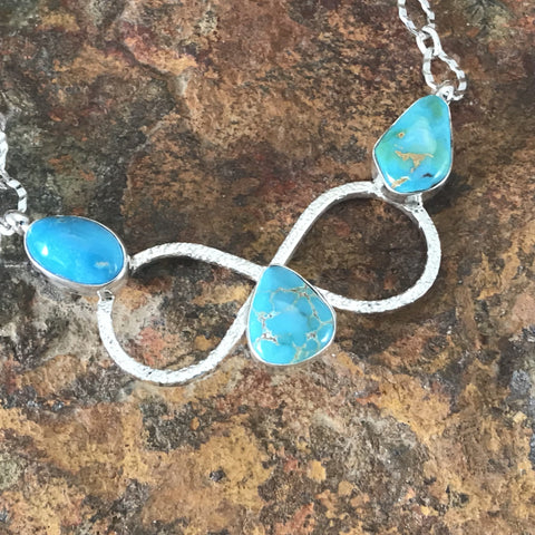 Lone Mountain Turquoise Sterling Silver Necklace w/ Chain by Billy Jaramillo