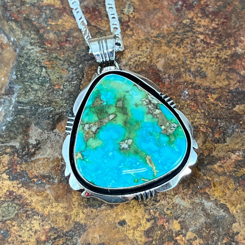 Sonoran Gold Turquoise Sterling Silver Pendant by Wil Denetdale