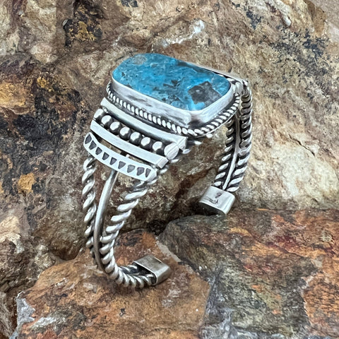Ithica Peak Turquoise Sterling Silver Bracelet by Mary Tso
