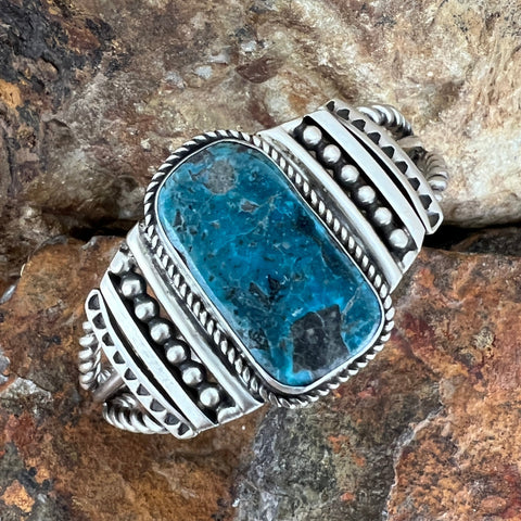 Ithica Peak Turquoise Sterling Silver Bracelet by Mary Tso
