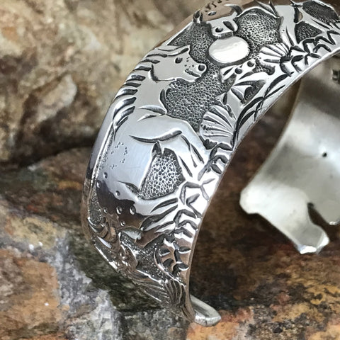 Sterling Silver Bracelet Horse Overlay by Lloyd Becenti