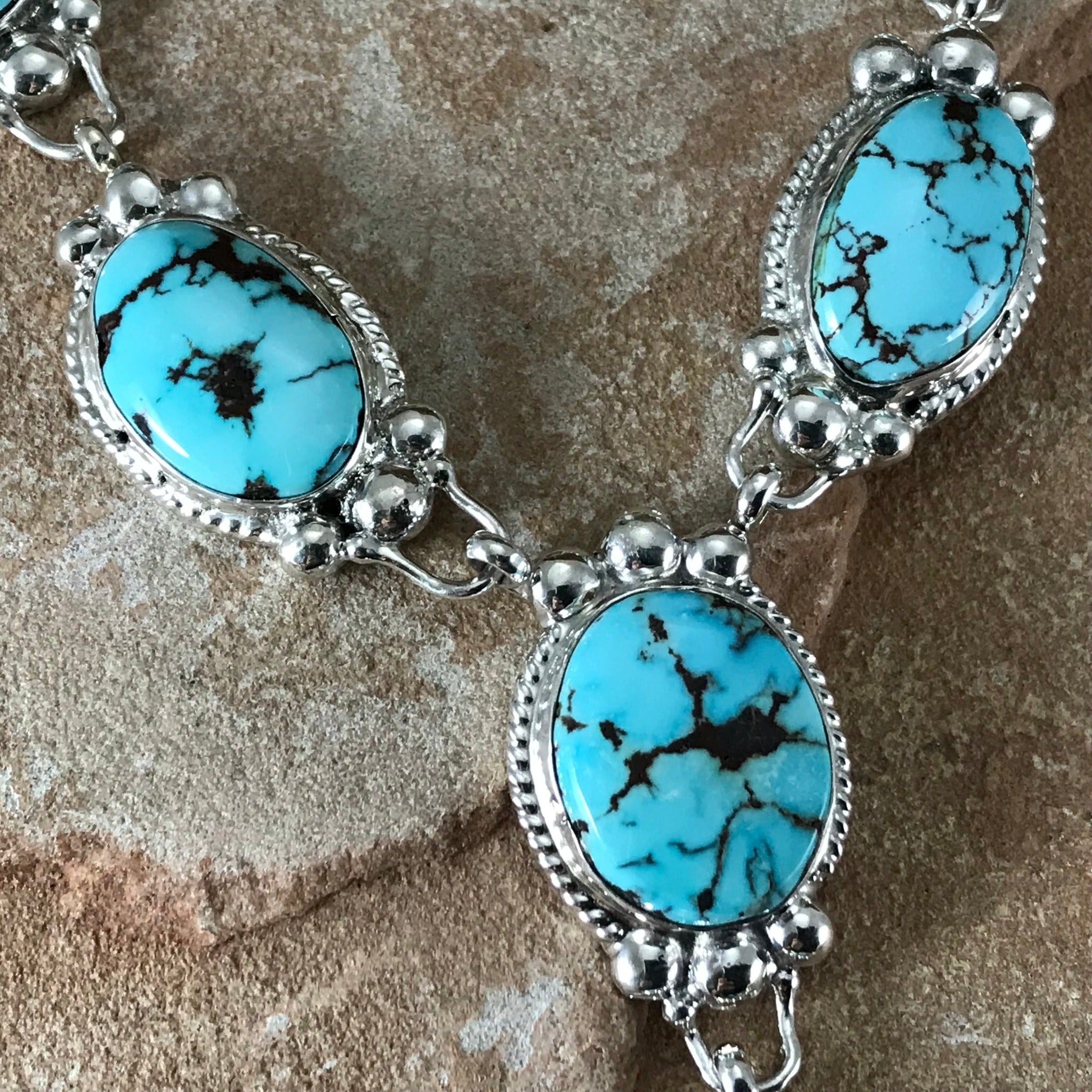 Shiner Fashion Turquoise Lariat Necklace & Earrings - Accessorize