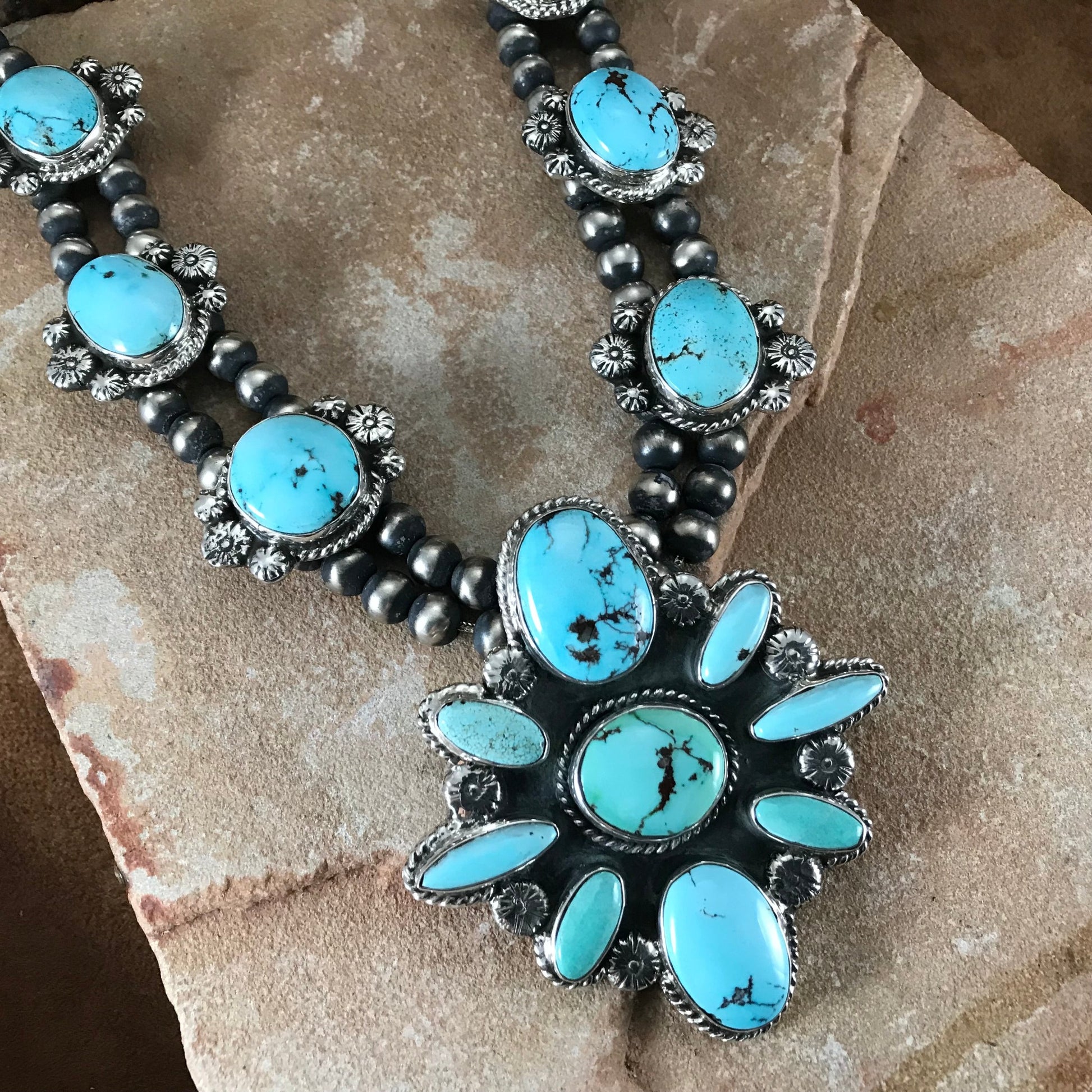 Dry Creek Turquoise Sterling Silver Lariat Necklace by Billy
