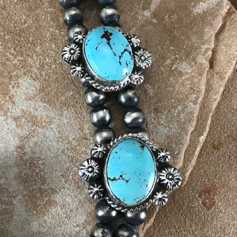 Dry Creek Turquoise Sterling Silver Lariat Necklace by Billy Jaramillo