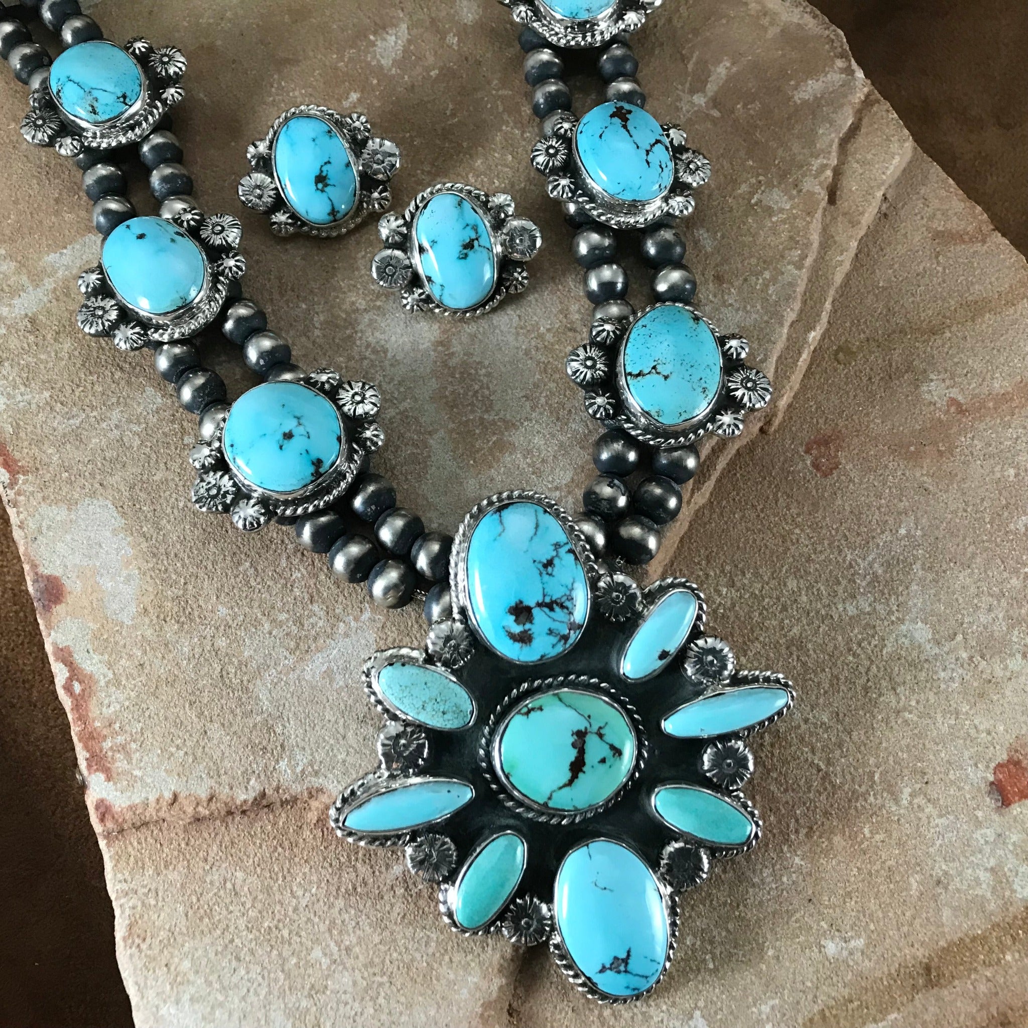 “Becca” 5 Stone Turquoise Lariat Necklace
