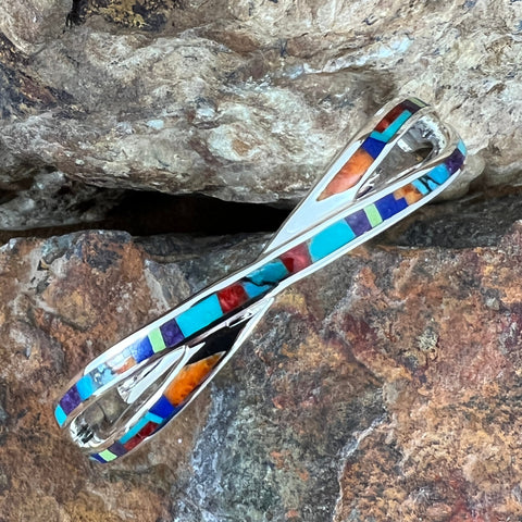 as part of the Indian Summer Collection features Sugilite, Spiny Oyster Shell, Kingman Turquoise, Tibetan Turquoise, Gaspiete and Lapis in a Fancy Inlay Pattern