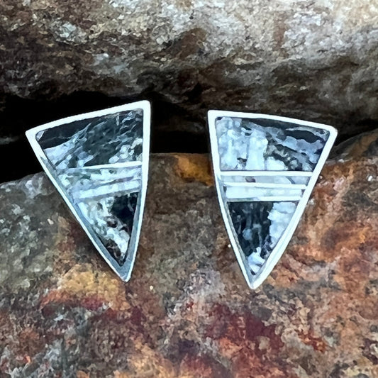 David Rosales White Buffalo Inlaid Sterling Silver Earrings