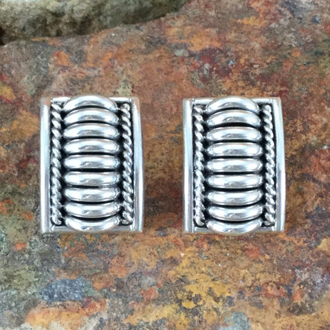Traditional Sterling Silver Earrings by Tom Charlie