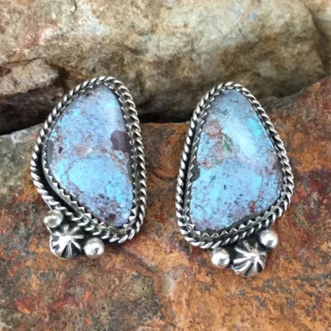 Bisbee Turquoise Sterling Silver Earrings by Archie Granado-Negro