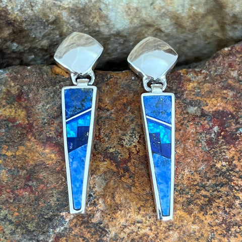 David Rosales Blue Sky Fancy Inlaid Sterling Silver Earrings