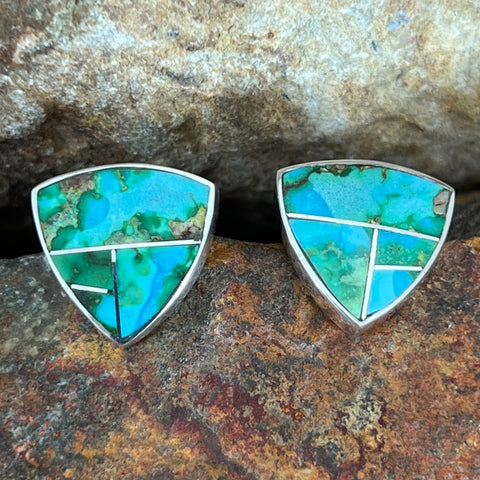 David Rosales Sonoran Gold Inlaid Sterling Silver Earrings