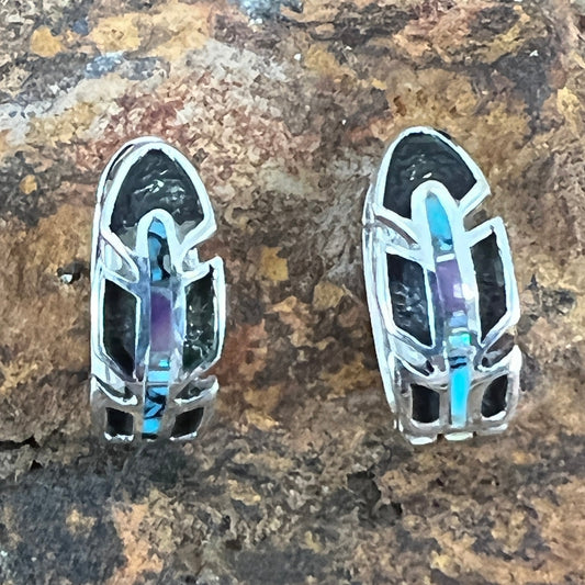 David Rosales Shalako Inlaid Sterling Silver Earrings