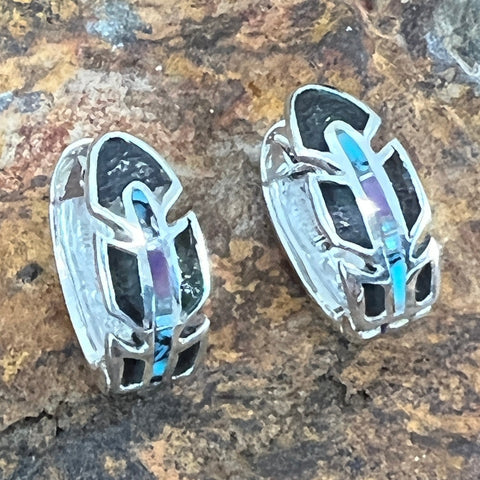 David Rosales Shalako Inlaid Sterling Silver Earrings