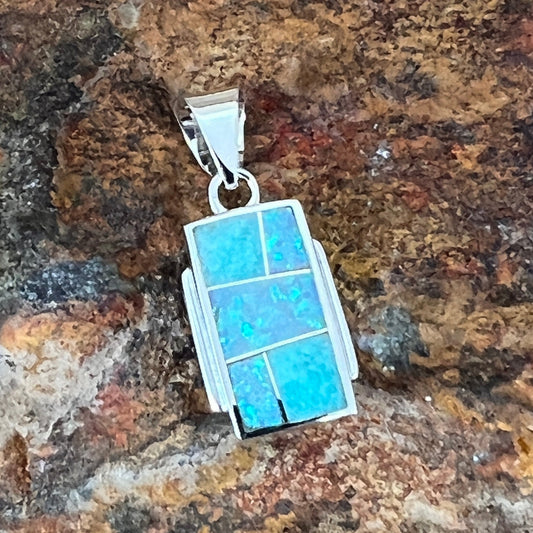David Rosales Amazing Light Inlaid Sterling Silver Pendant