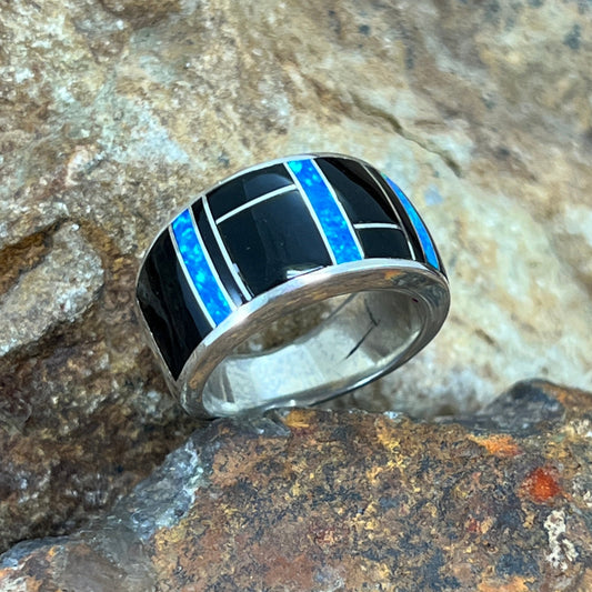 David Rosales Black Beauty Inlaid Sterling Silver Ring