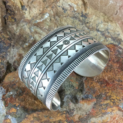 Traditional Sterling Silver Cuff Bracelet by K Nataani: Wide