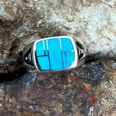 David Rosales Arizona Blue Inlaid Sterling Silver Ring