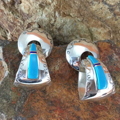 Kingman Turquoise Sterling Silver Earrings -- Large