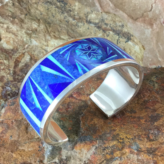 David Rosales Blue Sky Fancy Inlaid Sterling Silver Bracelet