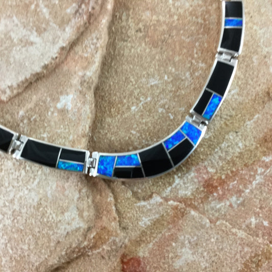 David Rosales Black Beauty Inlay Sterling Silver Necklace