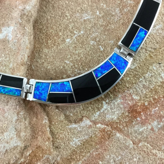 David Rosales Black Beauty Inlay Sterling Silver Necklace