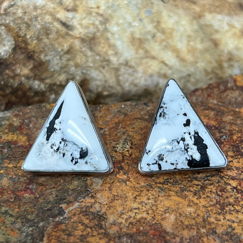 White Buffalo Sterling Silver Earrings by Bernyse Chavez