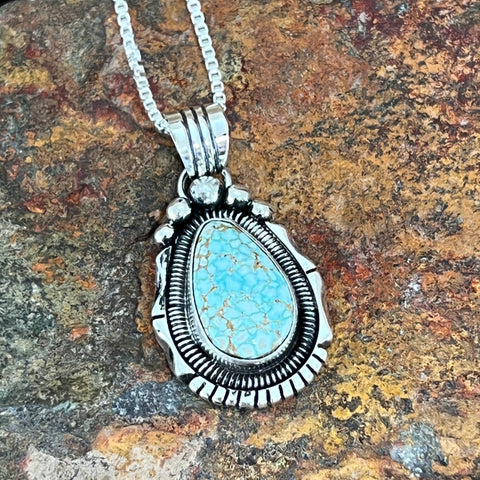 OLD Number 8 Turquoise Sterling Silver Pendant by Wil Denetdale