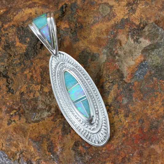 David Rosales Amazing Light Inlaid Sterling Silver Pendant
