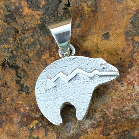 David Rosales Shalako Inlaid Sterling Silver Pendant Bear
