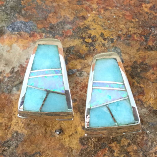 David Rosales Amazing Light Inlaid Sterling Silver Earrings
