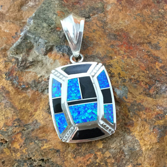 David Rosales Black Beauty Inlaid Sterling Silver Pendant
