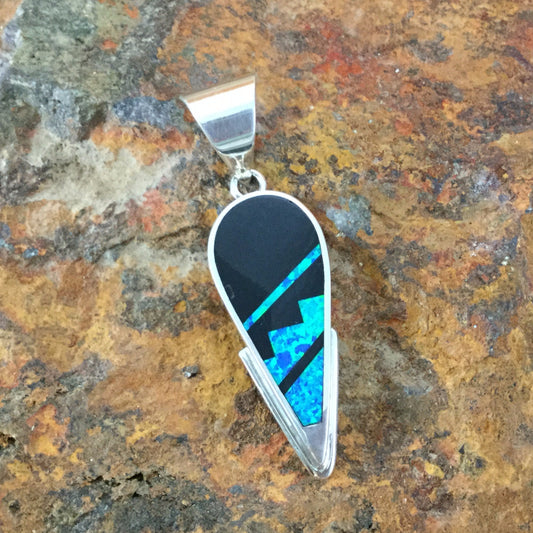 David Rosales Black Beauty Inlaid Sterling Silver Pendant