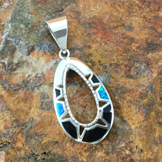 David Rosales Black Beauty Inlaid Sterling Silver Pendant
