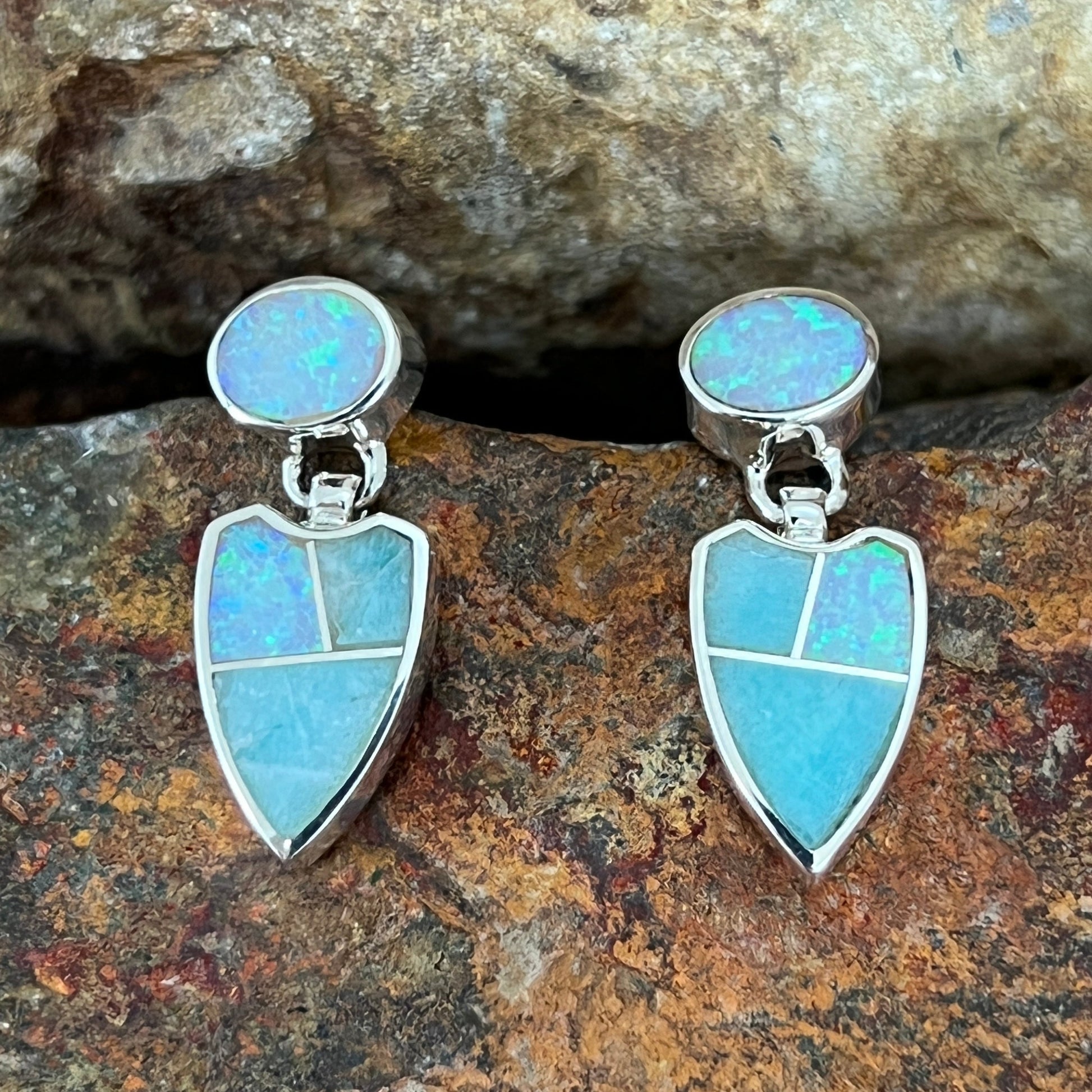 David Rosales Amazing Light Inlaid Sterling Silver Earrings