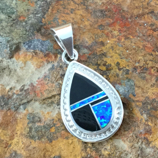 David Rosales Black Beauty Inlaid Sterling Silver Pendant