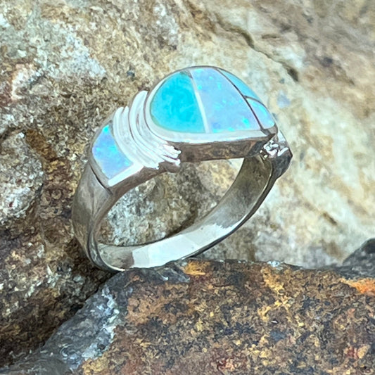 David Rosales Amazing Light Inlaid Sterling Silver Ring