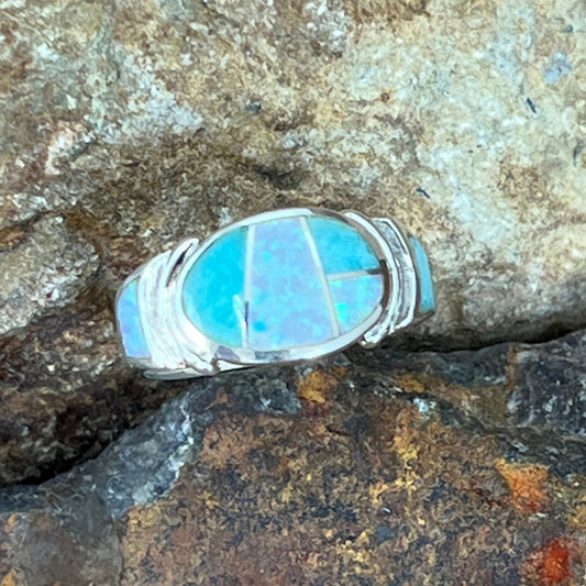 David Rosales Amazing Light Inlaid Sterling Silver Ring