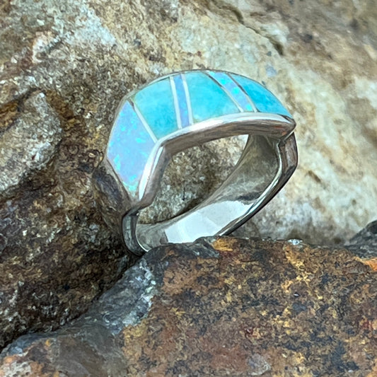 David Rosales Amazing Light Inlaid Sterling Silver Ring