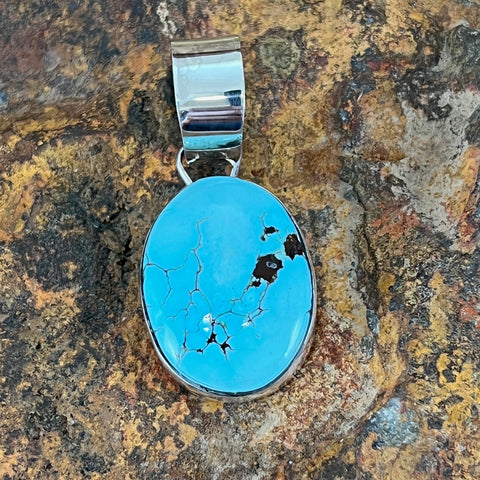 Dry Creek Turquoise Sterling Silver Pendant by Billy Jaramillo