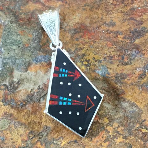 David Rosales Red Moon Inlaid Sterling Silver Pendant