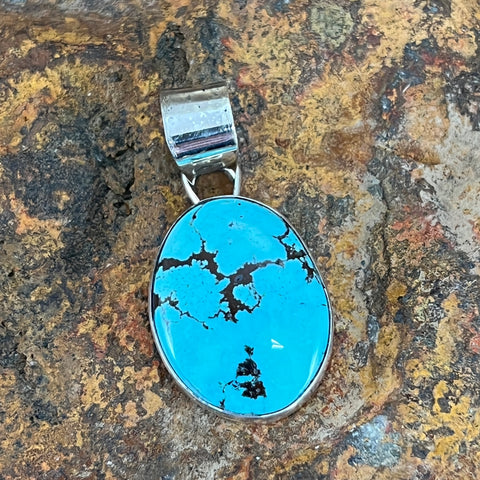 Dry Creek Turquoise Sterling Silver Pendant by Billy Jaramillo